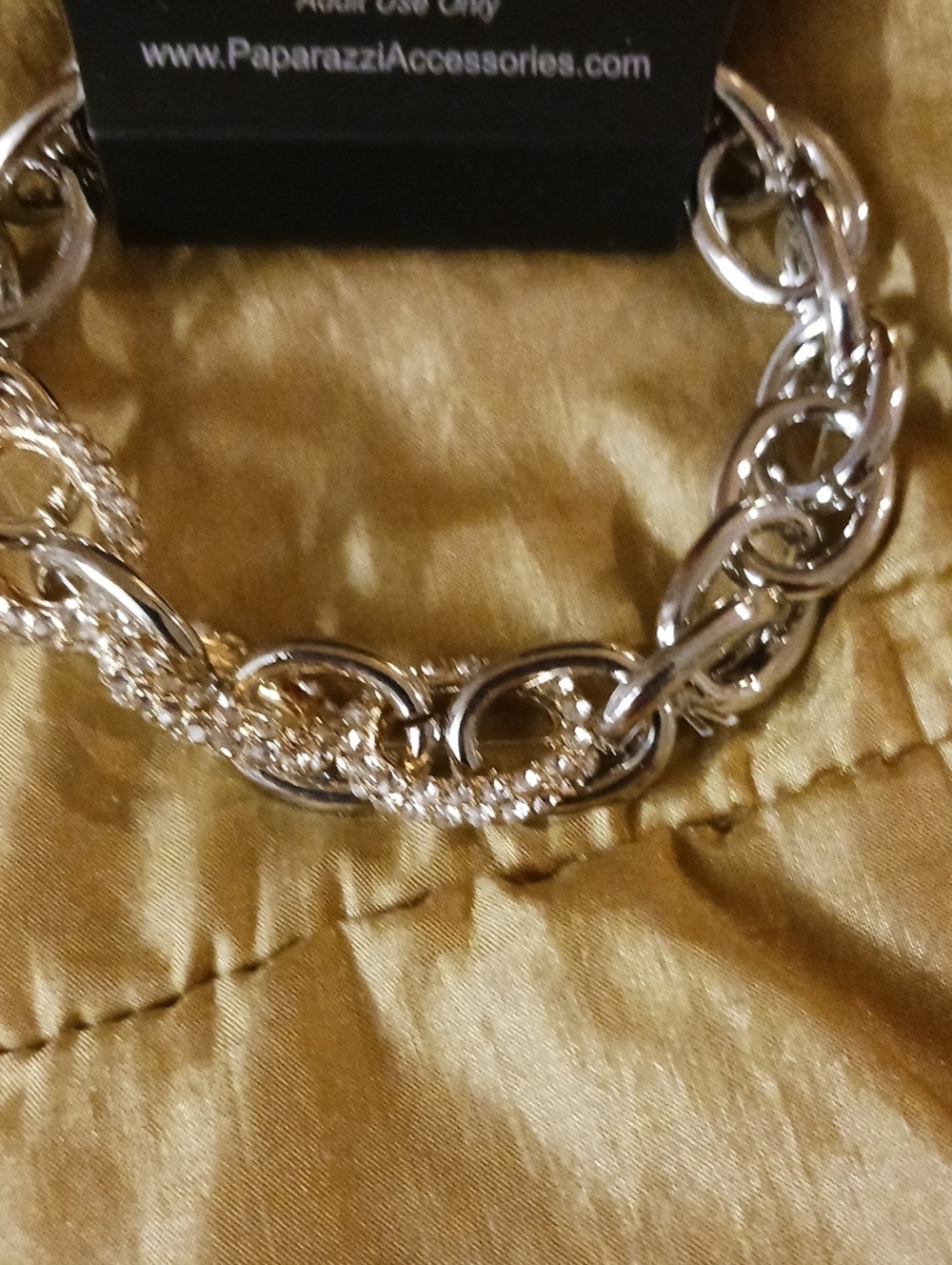 paparazzi Silver Crystal Link & Chain Bracelet